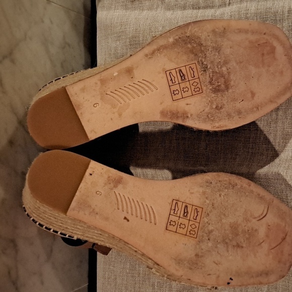 Paige Tan Color Embroidered Victoria Wedge Espadrille Sandals - Picture 6 of 7